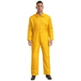 thumbnail image 1 of inlzdz Adult Unisex Wear Resistant Long Sleeve Coveralls Button-up Work Overalls Yellow M, 1 of 5