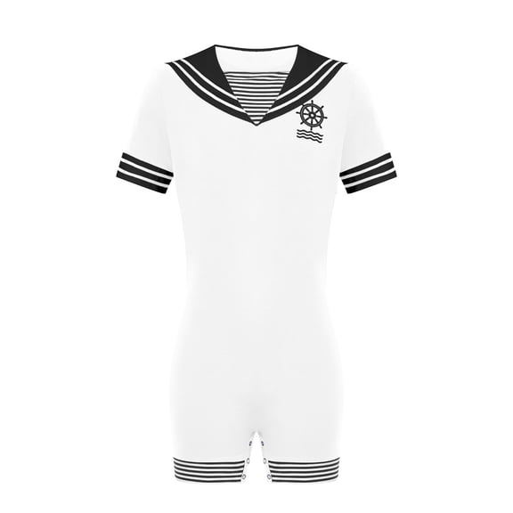 inlzdz Anti-strip Adaptive Jumpsuit for Men Short Sleeve One-piece Pajamas for Elder Patients White S