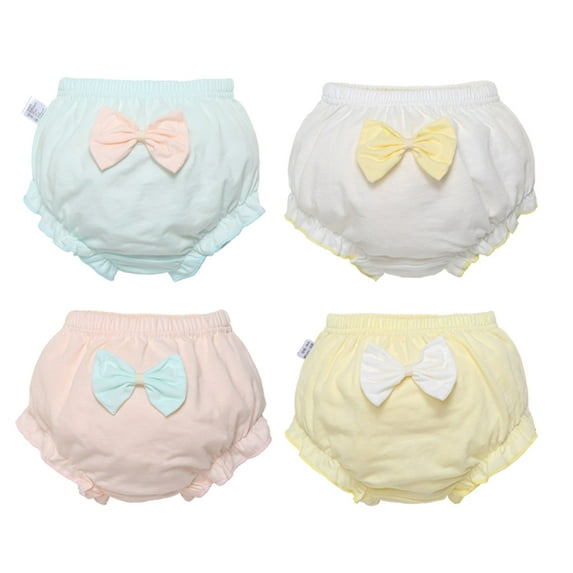 inlzdz Baby Infant Cotton Bowknot Bloomers Nappy Cover Harem Pants Shorts Underwear 4 Packs Type B 18-24 Months
