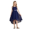 thumbnail image 1 of inlzdz Big Kids Girls Sequin Floral High-low Hem Party Dress Sleeveless Chiffon Dress Birthday Wedding Bridesmaid Gown Navy Blue 10, 1 of 7