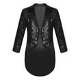 thumbnail image 1 of inlzdz Boy's Tailcoat Blazer Sequined Swallowtail Suit Jacket Open Front Wedding Party Tux Dress Coat Black 14, 1 of 6