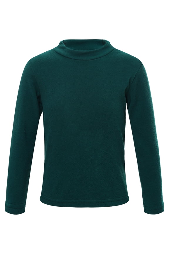 Boys Girls Turtleneck Thermal Underwear Tops Baselayer Kids Pullover Tees Winter Warm 2-12 Green 140