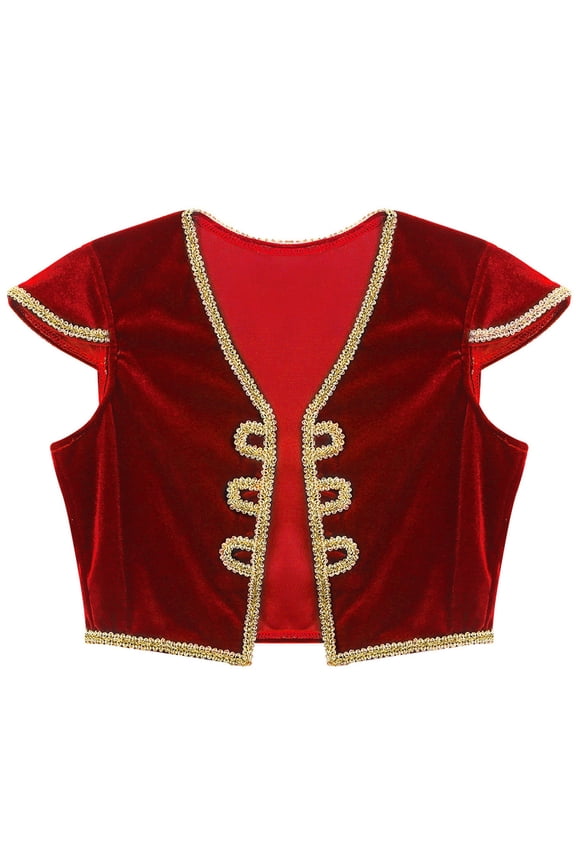 Boys Halloween Arabian Prince Waistcoat Top Sleeveless Vest Stage Performance Fancy Dress Up Red 12