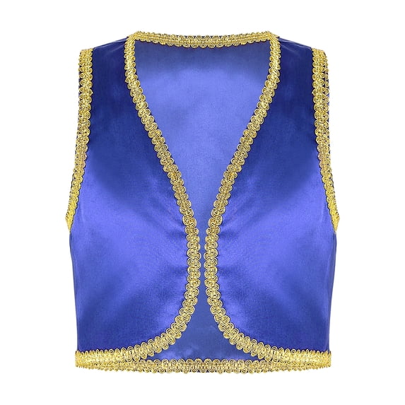inlzdz Boys Halloween Prince Vest Open Front Waistcoat Top Fairy Tale Performance Clothes Blue 4