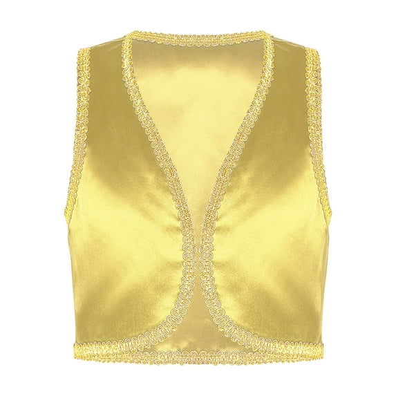 inlzdz Boys Halloween Prince Vest Open Front Waistcoat Top Fairy Tale Performance Clothes Yellow 8