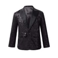 thumbnail image 1 of inlzdz Boys Sequins Slim Fit Formal Tuxedo Blazer Wedding Party Prom Homecoming Dressy Coat Jacket Black 14, 1 of 7