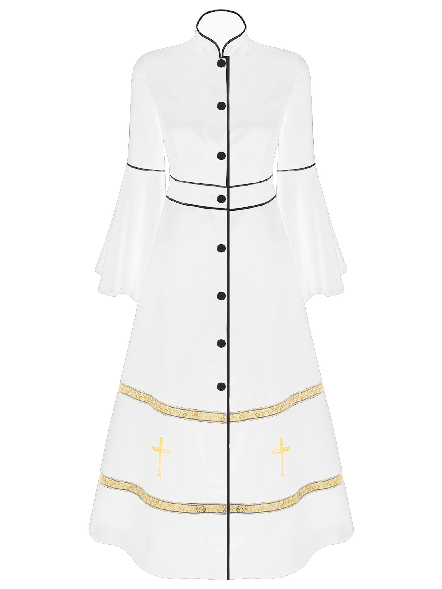 Inlzdz Church Clergy Dress for Women Long Sleeve Buttons Minister Choir Robe Liturgical Vestments White XL, Women's Inlzdz Church Clergy Dress for Women Long Sleeve Buttons Minister Choir Robe Liturgical Vestments White XL, Women's