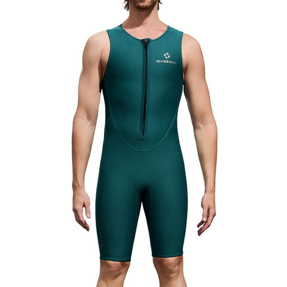inlzdz Diving Suit for Mens Shorty Full Wet Suit for Surfing Diving Keep Warm Swimming Jumpsuit Dark Green L