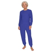 inlzdz Elderly Men Women Anti-Strip Adaptive Jumpsuit Long Sleeve Zipper Rompers for Special Needs Royal Blue XS