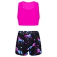 thumbnail image 1 of inlzdz Girls 2 Piece Gymnastics Sport Dance Outfit Racer Back Crop Top with Boyshort Athletic Dancewear Dark Night Black 3-4, 1 of 5