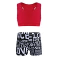 thumbnail image 1 of inlzdz Girls 2 Piece Gymnastics Sport Dance Outfit Racer Back Crop Top with Boyshort Athletic Dancewear Red 7-8, 1 of 6