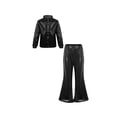 thumbnail image 1 of inlzdz Girls Boys Sequin Long Sleeve Button Down Shirt Flared Pants Dance Set for Disco Jazz Performance Black 9-10, 1 of 7