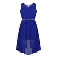 thumbnail image 1 of inlzdz Girls High Low Chiffon Skirts Birthday/Wedding/Prom Formal Gown Princess Flower Dress Blue 16, 1 of 7