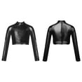 thumbnail image 1 of inlzdz Girls Long Sleeve Mock Neck Sequins Hip Hop Jazz Dance Crop Top Athletic Gymnastics Shirt Black 6, 1 of 6