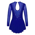 thumbnail image 1 of inlzdz Girls Long Sleeves Figure Ice Skating Dress Rhinestones Sheer Mesh Lyrical Ballet Dance Dress Royal Blue 16, 1 of 6