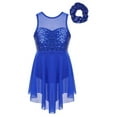 thumbnail image 1 of inlzdz Girls Lyrical Dance Costume Sleeveless Sequins Ballet Dress with Hair Tie Headwear Set Royal Blue 12, 1 of 5
