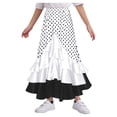 thumbnail image 1 of inlzdz Girls Polka Dot Ruffle Ballroom Skirts Spanish Long Skirt for Flamenco Belly Dance Performance White 16, 1 of 6
