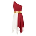 thumbnail image 1 of inlzdz Girls Praise Dance Dress Shiny Asymmetrical Liturgical Worship Costume Church Robe Tunic Burgundy 10, 1 of 6
