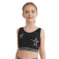 thumbnail image 1 of inlzdz Girls Shiny Rhinestones Crop Tops Gymnastics Dance Tank Tops Crisscross Back Cropped Shirts Black 6, 1 of 5