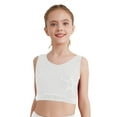 thumbnail image 1 of inlzdz Girls Shiny Rhinestones Crop Tops Gymnastics Dance Tank Tops Crisscross Back Cropped Shirts White 8, 1 of 5