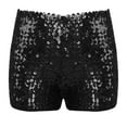 thumbnail image 1 of inlzdz Kids Girls Sequins Dance Booty Shorts Jazz Hip Hop Disco Dance Costume Athletic Gym Shorts Black-A 110-120/11, 1 of 7