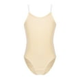 thumbnail image 1 of inlzdz Girls Spaghetti Straps Dancewear Ballet Gymnastics One Piece Tank Leotard with Clear Straps Nude 15-16, 1 of 7