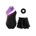 thumbnail image 1 of inlzdz Girls Sparkle Sleeveless Ballet Dance Gymnastics Leotard with Wrap Skirt Hair Band Set Purple 12, 1 of 6