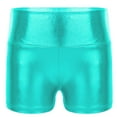 thumbnail image 1 of inlzdz Girls Sparkle Solid High Waist Biker Dance Short Gymnastics Volleyball Tumbling Athletic Shorts Blue Green 14, 1 of 5