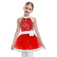 thumbnail image 1 of inlzdz Girls Sparkly Sequins Sleeveless Ballet Dance Dress Princess Party Ballerina Tutu Skirt Leotard Red 12, 1 of 7
