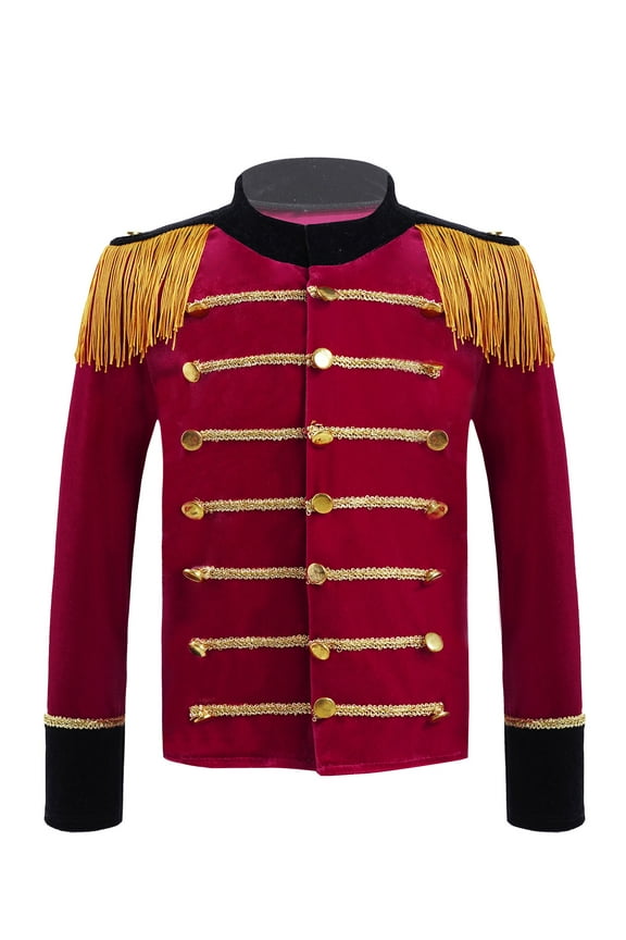 Kid Boys Marching Band Tassel Jacket Coat Halloween American Drum Major Team Uniform Red 10