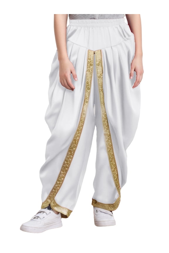 Kids Boys Dance Dhoti Pants Bottom Carnival Party Fancy Dress Loose Fit Yoga Hippie Trousers White 16