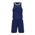 thumbnail image 1 of inlzdz Kids Boys Girls Basketball Jerseys Outfit Tracksuit Sleeveless Tank Top with Shorts Sport Suit Navy Blue 3XS, 1 of 3