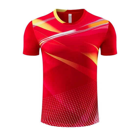 inlzdz Kids Boys Soccer Jersey Short Sleeve Breathable Athletic T-Shirt Tee Football Badminton Red M