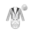 thumbnail image 1 of inlzdz Kids Boys Sparkly Tailcoat Jacket Formal Tuxedo Suit Blazer Jacket Overcoat Evening Dinner Banquet Outfits Silver 8, 1 of 7