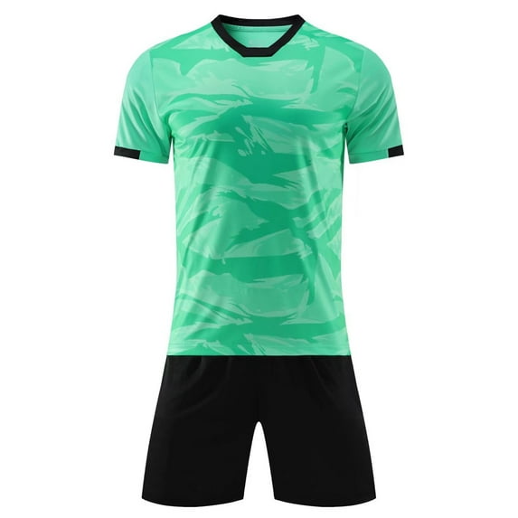 inlzdz Kids Boys Two Pieces Athletic Outfit Football Basketball Jersey Set Sport T-shirt and Shorts Green Type A 4XS