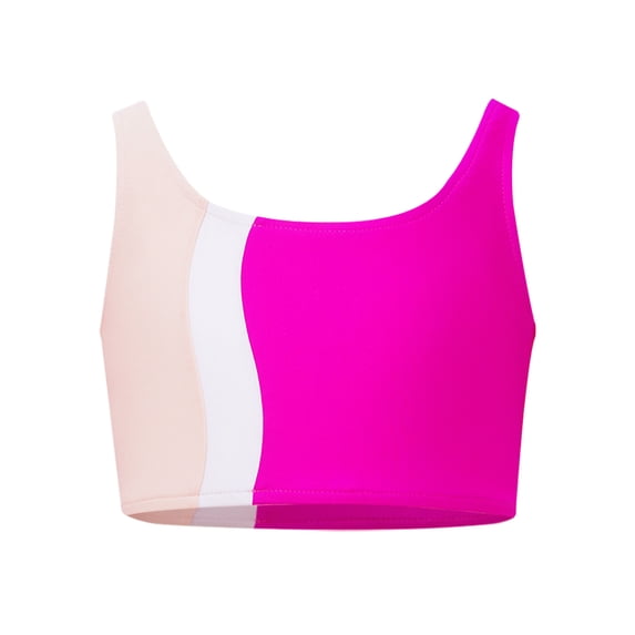 inlzdz Kids Children Girls Sleeveless Tank Top Gym Workout Dance Crop Top Yoga Modern Dance Athletic Hot Pink 8