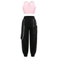 thumbnail image 1 of inlzdz Kids Girls 2 Piece Dance Clothing Set Sleeveless U Neck Criss Cross Back Crop Top with Legging Pink 14, 1 of 7