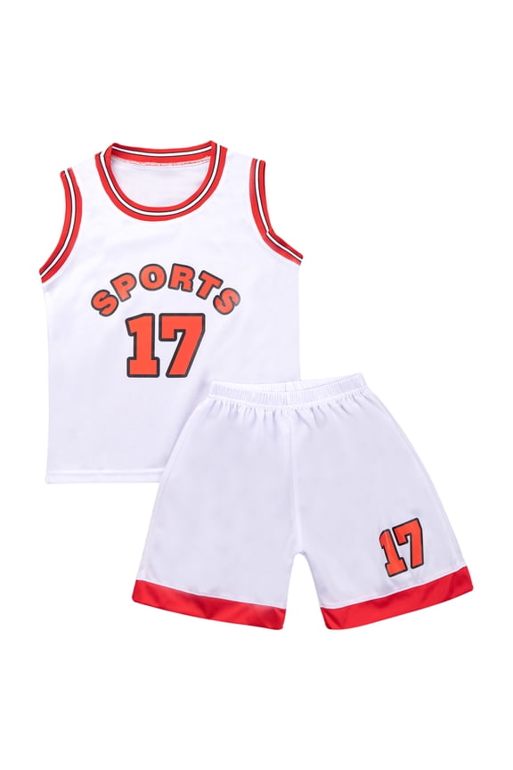 Kids Girls Boys Basketball Jerseys Outfits Sports Vest and Athletic Shorts Set Football White 130
