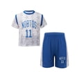 thumbnail image 1 of inlzdz Kids Girls Boys Summer Quick Dry T-Shirt and Shorts Set Football Team Training Uniform Blue 120, 1 of 7