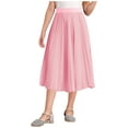thumbnail image 1 of inlzdz Kids Girls Chiffon Pleated Elastic High Waist A-Line Flowy Swing Maxi Long Skirt Casual Wear Pink 150, 1 of 5