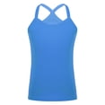thumbnail image 1 of inlzdz Kids Girls Dance Cotton Tank Top Y-Back Camisole Spaghetti Straps Vest Yoga Workout Basic Blue 130, 1 of 5