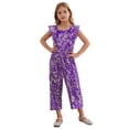 thumbnail image 1 of inlzdz Kids Girls Evening Club Dance Romper Shiny One Piece Jumpsuit Wedding Birthday Party Dress Violet Gold 6, 1 of 6