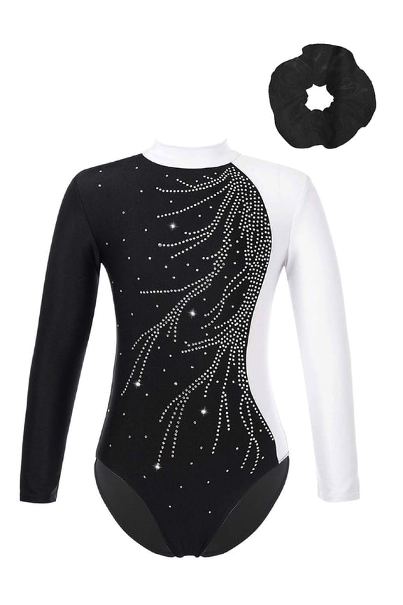 Kids Girls Long Sleeve Gymnastics Leotards Sparkly Ballet Dance Wear Size 6-16 White 16