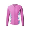 thumbnail image 1 of inlzdz Kids Girls Long Sleeve Zipper Swim Shirt UPF 50+ UV Sun Protection Rash Guard Beach Swimwear Pink 8, 1 of 5
