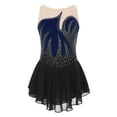 thumbnail image 1 of inlzdz Kids Girls Mesh Splice Figure Ice Skating Dress Sleeveless Rhienstone Ballet Dance Leotard Navy Blue 10, 1 of 5
