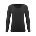 thumbnail image 1 of inlzdz Kids Girls Pure Color Thermal Underwear Tops Fleece Long Sleeve Undershirt Base Layer Strechy Type B Black S, 1 of 6