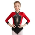 thumbnail image 1 of inlzdz Kids Girls Sheer Mesh Long Sleeve Gymanstics Leotard Shiny Rhinestone Ballet Dance Bodysuit Burgundy 10, 1 of 6