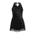 thumbnail image 1 of inlzdz Kids Girls Tassel Latin Jazz Dance Dress Sleeveless Sparkly Fringe Skirt Leotard Ballroom Black 12, 1 of 5