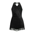 thumbnail image 1 of inlzdz Kids Girls Tassel Latin Jazz Dance Dress Sleeveless Sparkly Fringe Skirt Leotard Ballroom Black 8, 1 of 5