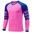 thumbnail image 1 of inlzdz Kids Padded Football Goalkeeper Shirts Soccer Jersey Goalie Athletic T-Shirt Sports Top Hot Pink XS, 1 of 7